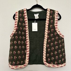 NWT Garance Nolan gilet quilted bohemian vest overcoat size L large Paris womens